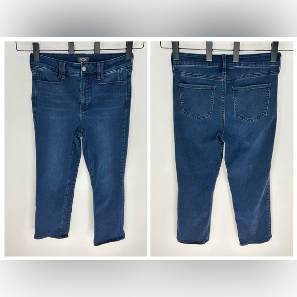 NYDJ Future Fit Jeans Size 8 Straight Leg Ankle Dark‎ Wash Blue Stretch Denim - Picture 1 of 15